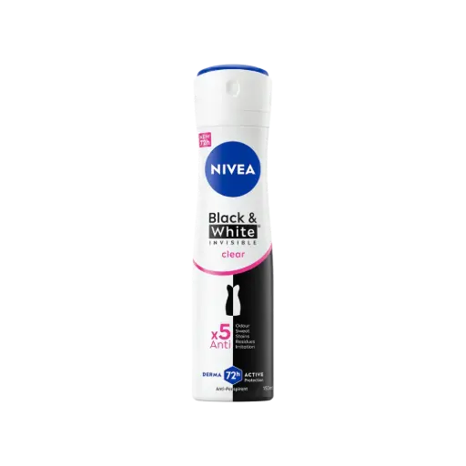 [4005900034878] NIVEA BLACK ET WHITE INVISIBLE CLEAR ×5 ANTI 72H ANTI-PERSPIRANT 200ML