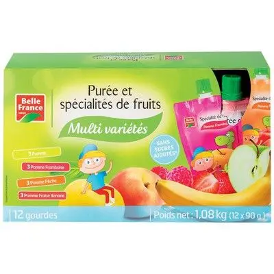 [3258561202075] BELLE FRANCE PUREE ET SPECIALITES DE FRUITS MULTI VARIETES 1.08KG(1×90G)