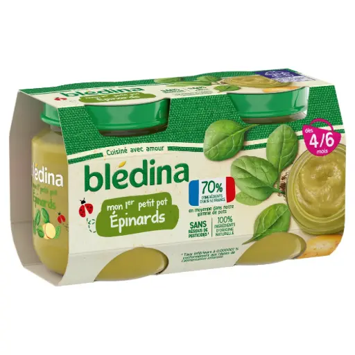 [3041091677594] BLEDINA MON 1ER PETIT POT EPINARDS 4/6MOIS 260G(2×130G)